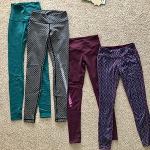 Yoga pants, 4 pairs, assorted brands